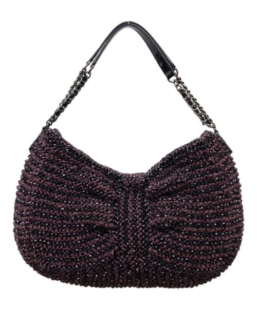 ANTEPRIMA（アンテプリマ）ANTEPRIMA (アンテプリマ) ワイヤーグリッターリボン型ハンドバッグ ワインレッドの古着・服飾アイテム