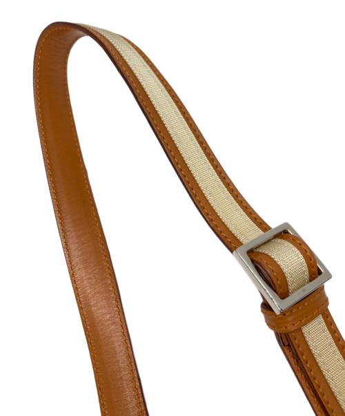 GUCCI（グッチ）GUCCI (グッチ) キャンパスレザークロスボディバッグ ベージュの古着・服飾アイテム