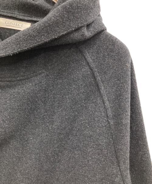 confect（コンフェクト）confect (コンフェクト) ウールカシミヤフリース フーデッドガウンウールコート ブラック サイズ:4の古着・服飾アイテム