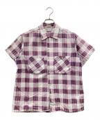 TOWN CRAFTタウンクラフト）の古着「半袖シャツ」｜ホワイト×パープル