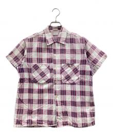 TOWN CRAFT（タウンクラフト）の古着「半袖シャツ」｜ホワイト×パープル