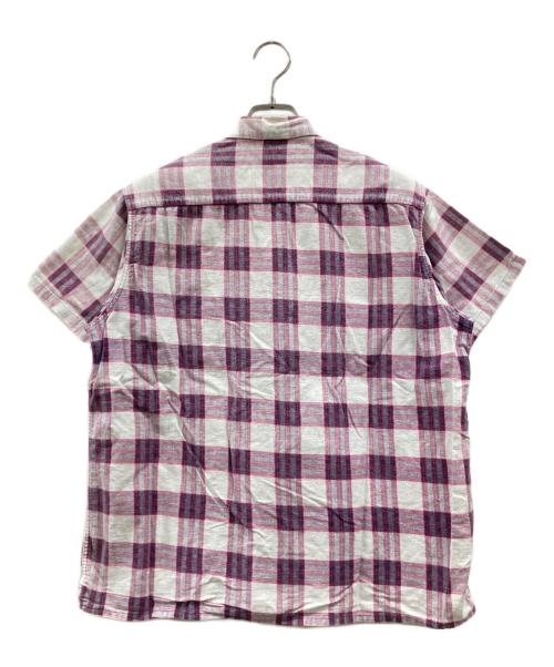 TOWN CRAFT（タウンクラフト）TOWN CRAFT (タウンクラフト) 半袖シャツ ホワイト×パープル サイズ:MEDIUMの古着・服飾アイテム