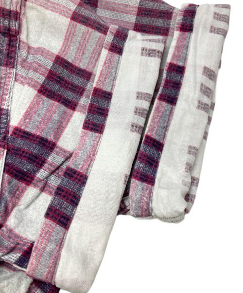 TOWN CRAFT（タウンクラフト）TOWN CRAFT (タウンクラフト) 半袖シャツ ホワイト×パープル サイズ:MEDIUMの古着・服飾アイテム