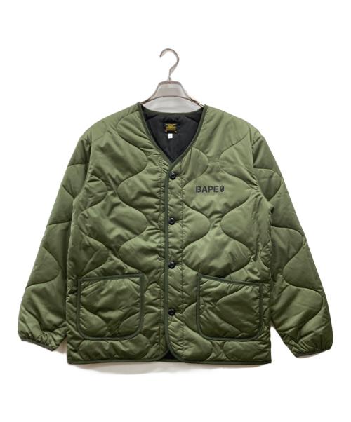 A BATHING APE（アベイシングエイプ）A BATHING APE (アベイシングエイプ) キルティングジャケット カーキ サイズ:Lの古着・服飾アイテム