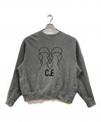 C.Eシーイー）の古着「OVERDYE WB HEADS x 4 C.E CREW NECK」｜チャコールグレー