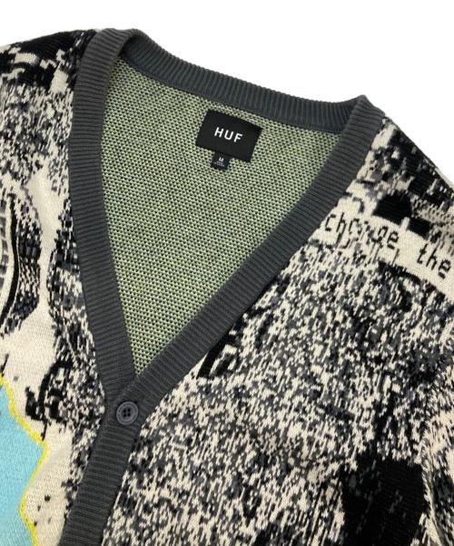 HUF（ハフ）HUF (ハフ) MASHUP L/CARDIGAN ホワイト×ブラック サイズ:Mの古着・服飾アイテム