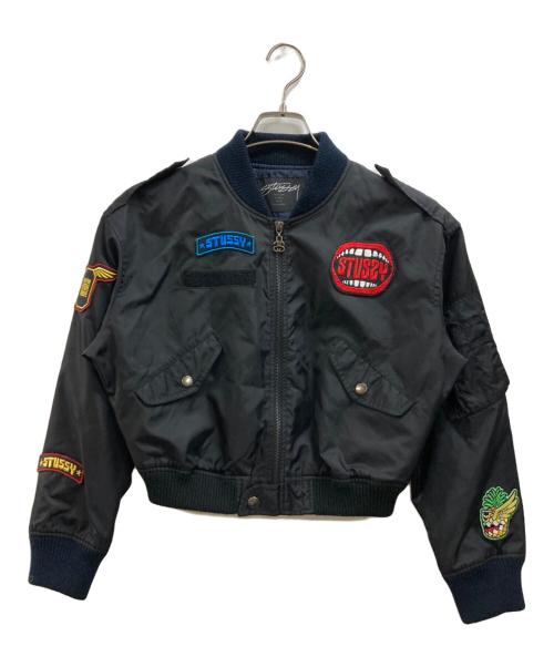 stussy（ステューシー）stussy (ステューシー) 短丈ワッペンMA-1 ブラック サイズ:Sの古着・服飾アイテム