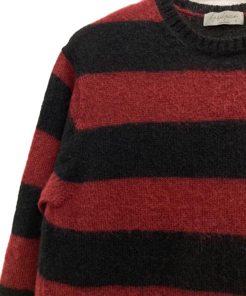 YOHJI YAMAMOTO（ヨウジヤマモト）YOHJI YAMAMOTO (ヨウジヤマモト) Pour Homme 5G PLAIN STITCH BRUSHED BORDER KNIT PULLOVER レッド×ブラック サイズ:3の古着・服飾アイテム