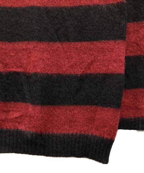 YOHJI YAMAMOTO（ヨウジヤマモト）YOHJI YAMAMOTO (ヨウジヤマモト) Pour Homme 5G PLAIN STITCH BRUSHED BORDER KNIT PULLOVER レッド×ブラック サイズ:3の古着・服飾アイテム