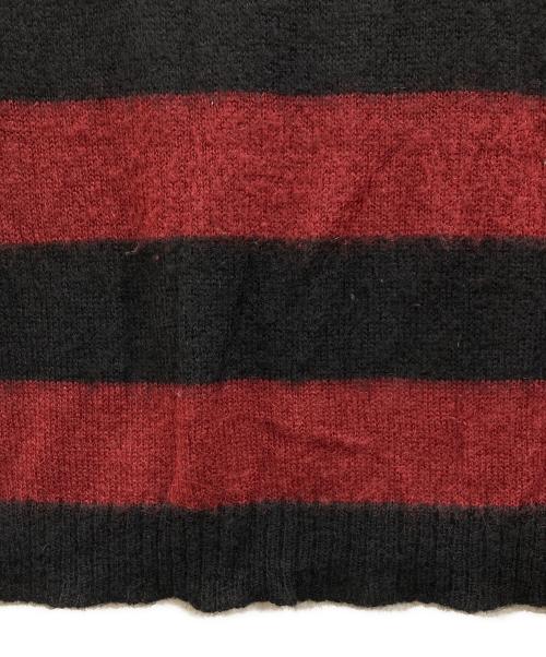YOHJI YAMAMOTO（ヨウジヤマモト）YOHJI YAMAMOTO (ヨウジヤマモト) Pour Homme 5G PLAIN STITCH BRUSHED BORDER KNIT PULLOVER レッド×ブラック サイズ:3の古着・服飾アイテム