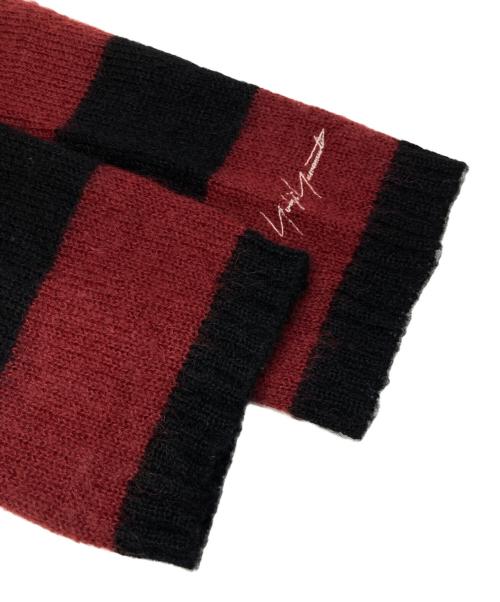 YOHJI YAMAMOTO（ヨウジヤマモト）YOHJI YAMAMOTO (ヨウジヤマモト) Pour Homme 5G PLAIN STITCH BRUSHED BORDER KNIT PULLOVER レッド×ブラック サイズ:3の古着・服飾アイテム