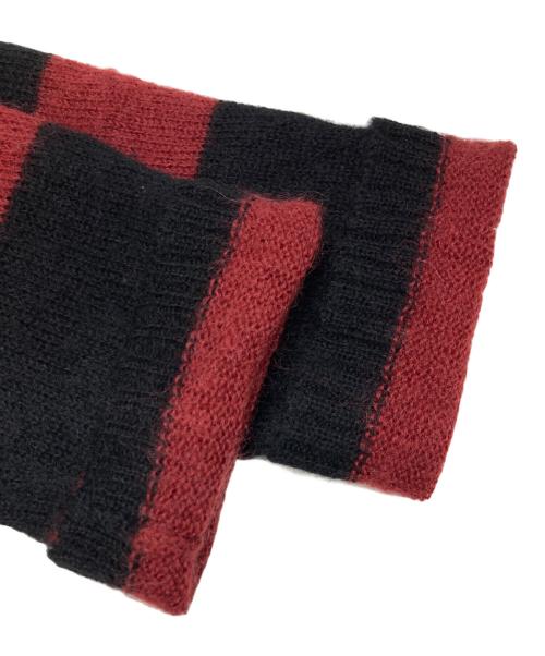 YOHJI YAMAMOTO（ヨウジヤマモト）YOHJI YAMAMOTO (ヨウジヤマモト) Pour Homme 5G PLAIN STITCH BRUSHED BORDER KNIT PULLOVER レッド×ブラック サイズ:3の古着・服飾アイテム
