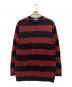 YOHJI YAMAMOTO（ヨウジヤマモト）の古着「Pour Homme 5G PLAIN STITCH BRUSHED BORDER KNIT PULLOVER」｜レッド×ブラック