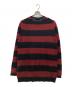 YOHJI YAMAMOTO (ヨウジヤマモト) Pour Homme 5G PLAIN STITCH BRUSHED BORDER KNIT PULLOVER レッド×ブラック サイズ:3：25000円