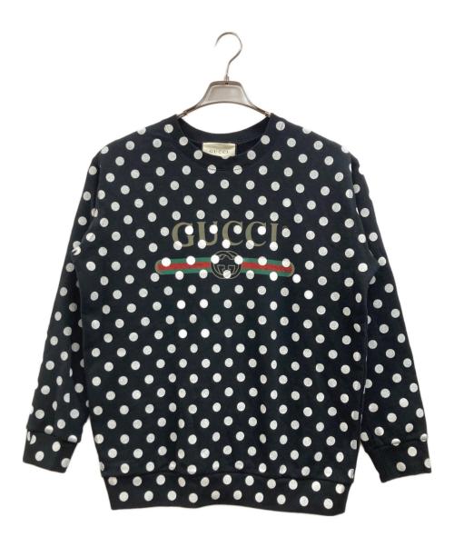 GUCCI（グッチ）GUCCI (グッチ) ポルカドットロゴスウェット ブラック サイズ:Mの古着・服飾アイテム