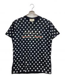 GUCCI（グッチ）の古着「ポルカドットロゴＴシャツ」｜ブラック