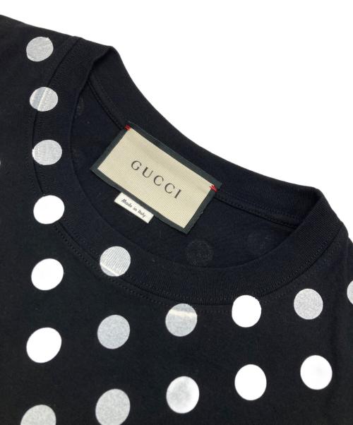 GUCCI（グッチ）GUCCI (グッチ) ポルカドットロゴＴシャツ ブラック サイズ:Mの古着・服飾アイテム