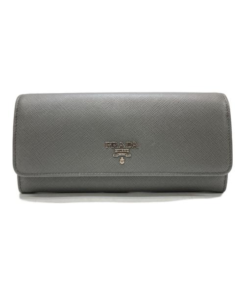 PRADA（プラダ）PRADA (プラダ) パスケース付サフィアーノ長財布 グレーの古着・服飾アイテム