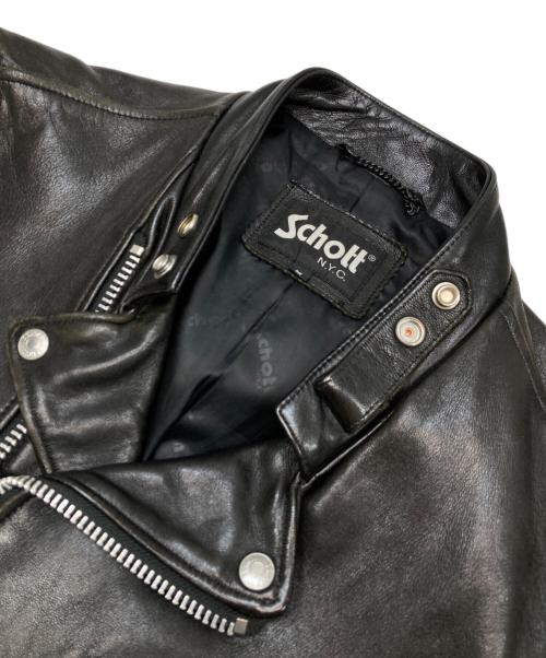 Schott（ショット）Schott (ショット) FREAK'S STORE (フリークスストア) セミダブルライダースジャケット ブラック サイズ:Mの古着・服飾アイテム