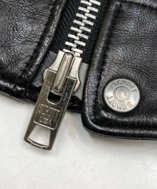 Schott（ショット）Schott (ショット) FREAK'S STORE (フリークスストア) セミダブルライダースジャケット ブラック サイズ:Mの古着・服飾アイテム