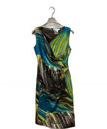 MaxMara（マックスマーラ）の古着「総柄ノースリーブワンピース」｜グリーン×ブラウン