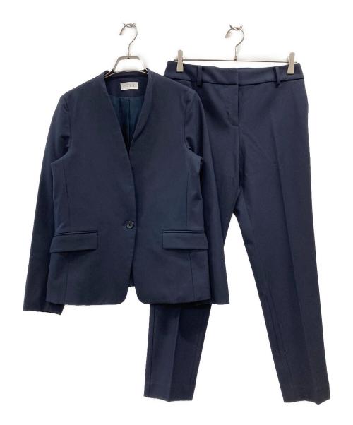 PLST（プラステ）PLST (プラステ) ブラッシュドバックカラーレスジャケット＆ブラッシュドバックスティックパンツ ネイビー サイズ:ジャケットM パンツLの古着・服飾アイテム