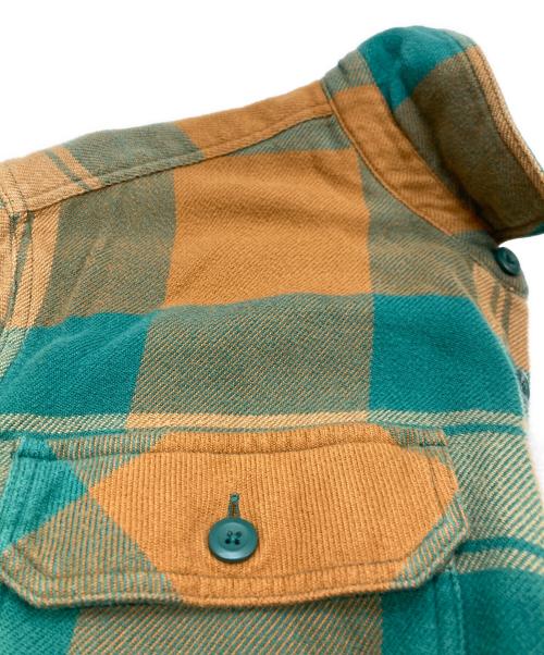 Patagonia（パタゴニア）Patagonia (パタゴニア) ネルシャツ グリーン×オレンジ サイズ:Sの古着・服飾アイテム
