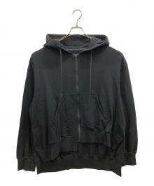s'yte（サイト）の古着「FRENCH TERRY ASYMMETRICAL ZIP-UP HOODIE」｜ブラック