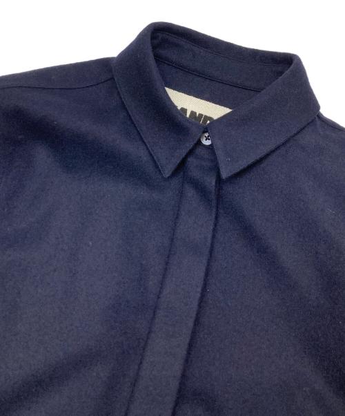 JIL SANDER+（ジルサンダープラス）JIL SANDER+ (ジルサンダープラス) ウール比翼シャツ ネイビー サイズ:36の古着・服飾アイテム