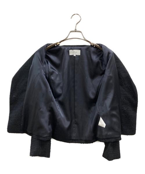 UNTITLED（アンタイトル）UNTITLED (アンタイトル) ファンシーツイードノーカラージャケット＆スカート ネイビー サイズ:2の古着・服飾アイテム