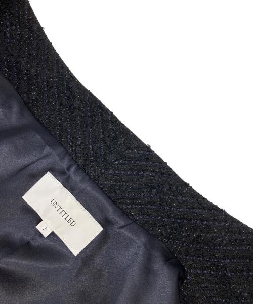 UNTITLED（アンタイトル）UNTITLED (アンタイトル) ファンシーツイードノーカラージャケット＆スカート ネイビー サイズ:2の古着・服飾アイテム
