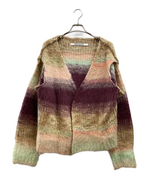 PERVERZE（パーバーズ）PERVERZE (パーバーズ) Gradient Stripe Wide Cardigan ブラウン サイズ:FREEの古着・服飾アイテム