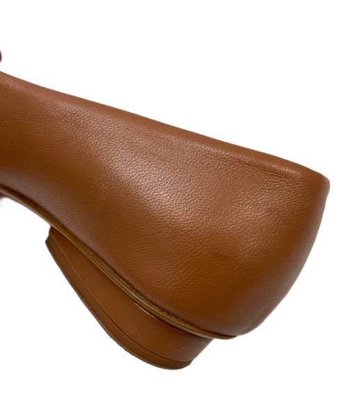Salvatore Ferragamo（サルヴァトーレ フェラガモ）Salvatore Ferragamo (サルヴァトーレ フェラガモ) ヴァラリボンフラットシューズ ブラウン サイズ:5の古着・服飾アイテム