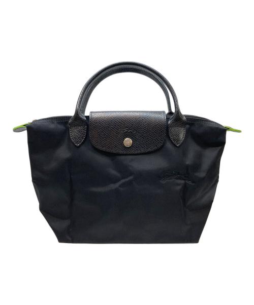 LONGCHAMP（ロンシャン）LONGCHAMP (ロンシャン) ル プリアージュ ハンドバッグ ロゴ刺繍 S ブラックの古着・服飾アイテム
