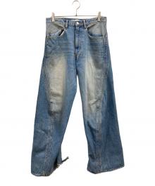 NVRFRGT（ネヴァーフォーゲット）の古着「3D Twisted Wide Leg Jeans」｜ブルー