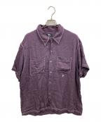 stussyステューシー）の古着「Contrast Pick Stitched　レーヨンシャツ」｜パープル