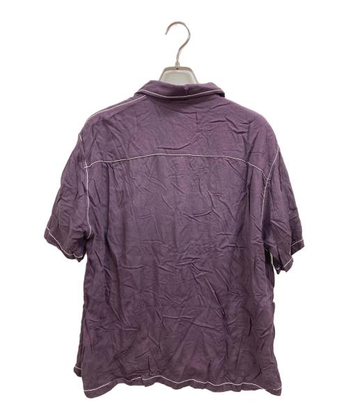 stussy（ステューシー）stussy (ステューシー) Contrast Pick Stitched　レーヨンシャツ パープル サイズ:Sの古着・服飾アイテム