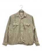SEDAN ALL-PURPOSEセダンオールパーパス）の古着「Double Gauze Plaid Open Collar Shirt」｜ベージュ