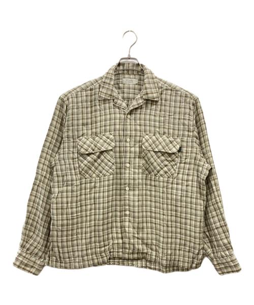 SEDAN ALL-PURPOSE（セダンオールパーパス）SEDAN ALL-PURPOSE (セダンオールパーパス) Double Gauze Plaid Open Collar Shirt ベージュ サイズ:Mの古着・服飾アイテム