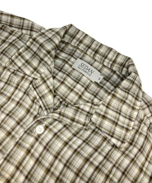 SEDAN ALL-PURPOSE（セダンオールパーパス）SEDAN ALL-PURPOSE (セダンオールパーパス) Double Gauze Plaid Open Collar Shirt ベージュ サイズ:Mの古着・服飾アイテム