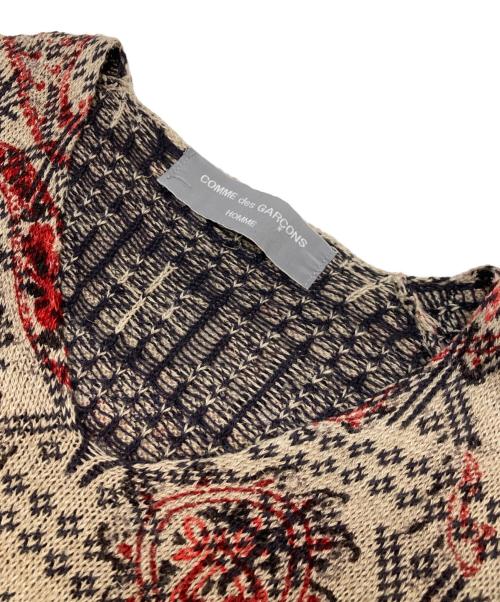 COMME des GARCONS HOMME（コムデギャルソン オム）COMME des GARCONS HOMME (コムデギャルソン オム) ペイズリー総柄リネンニット ベージュ サイズ:不明（実寸参照）の古着・服飾アイテム