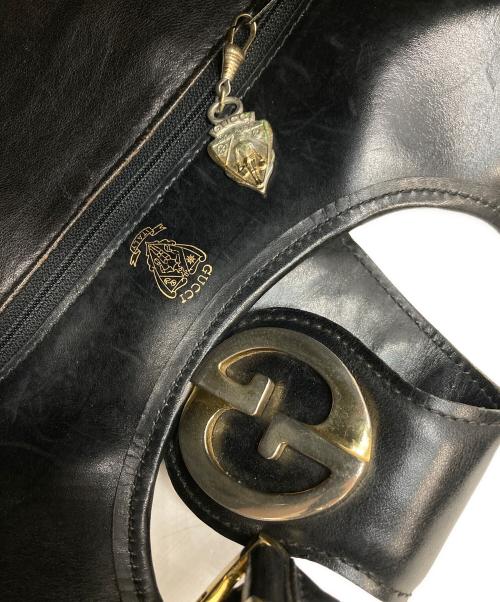 GUCCI（グッチ）GUCCI (グッチ) レザーハンドバッグ ブラックの古着・服飾アイテム