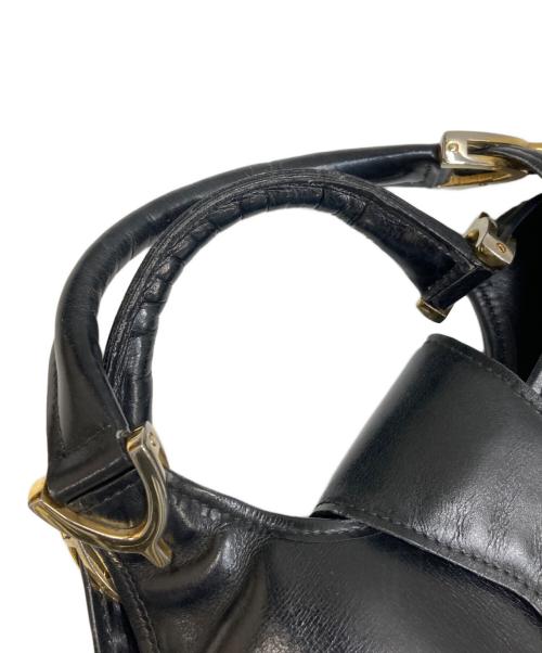 GUCCI（グッチ）GUCCI (グッチ) レザーハンドバッグ ブラックの古着・服飾アイテム