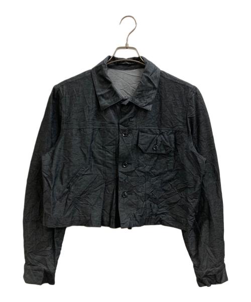 Y's（ワイズ）Y's (ワイズ) COMPOSITION (コンポジション) シワ加工クロップドシャツ ブラック サイズ:2の古着・服飾アイテム