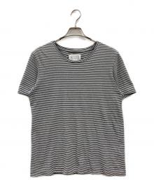Maison Margiela 10（メゾンマルジェラ 10）の古着「ボーダーコットンTシャツ」｜ホワイト×ブラック