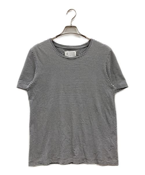 Maison Margiela 10（メゾンマルジェラ 10）Maison Margiela 10 (メゾンマルジェラ 10) ボーダーコットンTシャツ ホワイト×ブラック サイズ:XSの古着・服飾アイテム