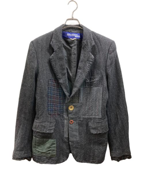 JUNYA WATANABE CdG MAN（ジュンヤ ワタナベ コム デ ギャルソン マン）JUNYA WATANABE CdG MAN (ジュンヤ ワタナベ コム デ ギャルソン マン) 縮絨パッチワークテーラードジャケット グレー サイズ:Sの古着・服飾アイテム