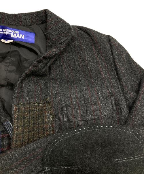 JUNYA WATANABE CdG MAN（ジュンヤ ワタナベ コム デ ギャルソン マン）JUNYA WATANABE CdG MAN (ジュンヤ ワタナベ コム デ ギャルソン マン) 縮絨パッチワークテーラードジャケット グレー サイズ:Sの古着・服飾アイテム