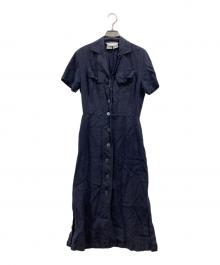 MaxMara（マックスマーラ）の古着「リネンシャツワンピース」｜ネイビー