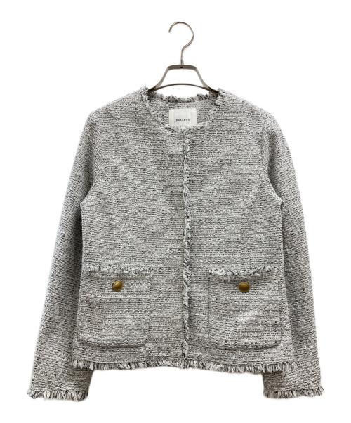 NOLLEY'S（ノーリーズ）NOLLEY'S (ノーリーズ) BISHU JAPAN ミックスツイードノーカラージャケット ホワイト サイズ:36の古着・服飾アイテム